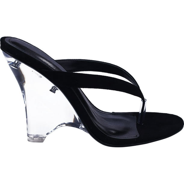 MIOKE Women's Platform High Block Heel Sandals Clear Open Toe Comfy Chunky Wedge Floral Dress Pump Sandal 